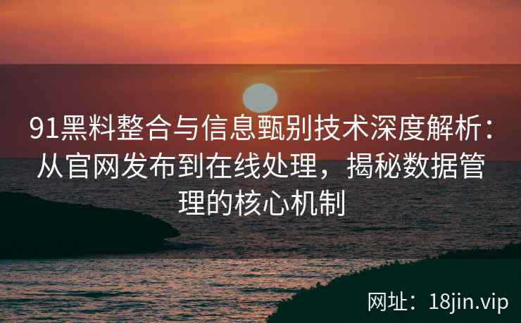 91黑料整合与信息甄别技术深度解析：从官网发布到在线处理，揭秘数据管理的核心机制
