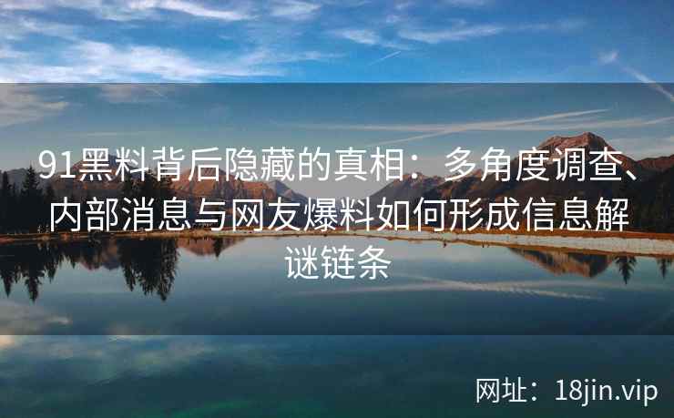 91黑料背后隐藏的真相：多角度调查、内部消息与网友爆料如何形成信息解谜链条